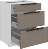 Küchen Unterschrank 60 cm Küche ARIA Sandgrau ultra matt + Weiss matt, hochwertige Fronten mit Anti Fingerprint Beschichtung, Soft-Close Küchenzeile Küchenblock Bild 3