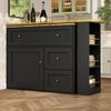 Ausziehbarer Bartisch mit Stauraum(138-204×39×105cm) , Küchenschrank, Sideboard mit Snackregal, Teleskopischer Bartisch, Stehtisch Bistrotisch Hochtisch Kücheninsel, schwarz Bild 5