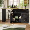 Ausziehbarer Bartisch mit Stauraum(138-204×39×105cm) , Küchenschrank, Sideboard mit Snackregal, Teleskopischer Bartisch, Stehtisch Bistrotisch Hochtisch Kücheninsel, schwarz Bild 2