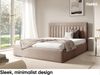 MEBLINI Polsterbett 140x200 mit Lattenrost ohne Matratze – BELORDI – Hellbraun Samt – Doppelbett mit Bettkasten - Stauraumbett - Kopfteil Bett mit Stauraum Bild 3