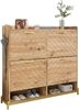 MODFU Schuhschrank aus Holz mit Metallfüßen (4-türiger Schuhkommode, 1-St, Einfach zu montieren) Platzsparend, für Eingangsbereich Bild 4