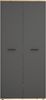 Schuhschrank >Leon< 2 Türen + Schübe, 9 Böden, Eiche Dekor / Anthrazit - 90x195x38cm BxHxT Bild 4