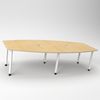 Rheinland Möbel Konferenztisch KONTI 280x130 cm – ovaler Besprechungstisch in Buche mit weißen Rundrohrfüßen & 2 Kabelauslässen, erweiterbarer Meetingtisch für 8–10 Personen, moderner XXL-Tisch fürs Büro Bild 2