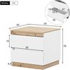 Merax Nachttisch, Nachtschrank mit zwei Schubladen, Nachtkommode, Funktion von Aufbewahrung, für Schlafzimmer, E1-Spanplatte, weiß + oak Bild 4