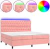 vidaXL Boxspringbett mit Matratze & LED Rosa 200x200 cm Samt 3136328 Bild 2