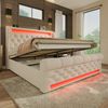 STILVORA Polsterbett 160x200 Doppelbett mit LED,Stauraumkopfteil,USB&TYPE-C,Mit Matratze (Funktionsbett, 1-tlg, 160x200cm, ohne Matratze), mit USB- und Typ-C-Anschlüssen, LED-Leuchten Bild 3