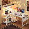YOUDENOVA Gamingtisch Gaming Schreibtisch L Form 120x80 cm mit LED Steckdose Regal Schwarz (1-St) Bild 3