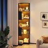 STILVORA Highboard Eckbücherregal Vitrine Hochschrank mit App-Steuerung LED, Schwarz (Multifunktionsbücherregal, L-förmiges Bücherregal, mit LED-Farbwechsel-Lichtleiste, fünfschichtiger Stauraum), 63.5 x 45 x 175cm Bild 2