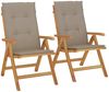 Gartenstühle 2er Set, Bistrostühl mit Kissen Massivholz Teak Bild 2