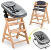 Hauck Hochstuhl Alpha Plus Natur Newborn Set (Set), Holz Babystuhl ab Geburt inkl. Aufsatz für Neugeborene & Sitzauflage Bild 4