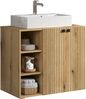 trendteam smart living - PureBliss - Hochschrank - Eiche - Breiter Badezimmerschrank mit Rillenoptik - (BxHxT) 70 x 186 x 31 cm - Badschrank mit edlen Metallgriffen - Praktisches offenes Fach Bild 2