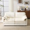 2-Sitzer Sofa mit Holzrahmen und Kordstoffbezug mit stabilen Holzfüßen, weichem atmungsaktivem Cord-Stoff,Weiß Bild 3
