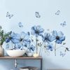 Montegoni Wandsticker Wandtattoo Blumen & Schmetterlinge Blau – Selbstklebend & Wasserdicht (Einzelstück, 1 Wandtattoo), Selbstklebend & Abnehmbar, Wasserdicht, Elegantes Blumen Bild 2
