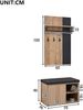 Merax Schuhbank, Flurmöbel,Schuhschrank mit 2 Türen, mit Rückwand mit 3 Haken, Schwarz und naturfarben Bild 4