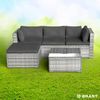 BRAST Gartenmöbel Lounge Sofa Couch Set Royal Grau Poly-Rattan für 4 Personen Bild 2