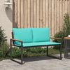 vidaXL Bank mit Kissen Schwarz und Türkis 115 x 65 x 72 cm Rattan 42026945 Bild 3