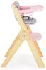 Cangarro Kinderhochstuhl Caramel Holz, Kissen, klappbar, Fußstütze, 3-Punkt-Gurt rosa Bild 3