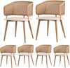 Esszimmerstuhl mit Rattan-Rückenlehne & PU-Ledersitz, 47x51x79 cm, Beige/Braun Bild 4