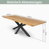 Massivholz Wohnzimmertisch mit Baumkante RAGNAR - 220x100cm, Eichenholz, H-Spider Gestell | Esstisch Holz Küchentisch Esszimmertisch Bild 2