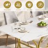 Esstisch 200×80cm,für 8–10 Personen,modernes Design in Marmoroptik,2,5cm dicke Tischplatte,wasserfest und kratzfest,goldfarbene Metallbeine mit verstellbaren Gleitern,geeignet für Wohnzimmer und Essbe Bild 4