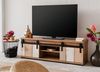 Finori Marrakesch 56A TV-Board, Dekor Valhalla Eiche / Dekor Milford Kiefer | TV-Board für Wohnzimmer | Maß: B x H x T ca. 160 x 50 x 40 cm | TV-Board mit 2 Schiebetüren und 2 offenen Fächern von links: 1 Schiebetür und 1 Einlegeboden, 2 offene Fächer, 1 Schi... Bild 5