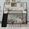 Etagenbett 90x190 cm mit Rutsche und Hausdesign – schwarzer Metallrahmen für Kinderzimmer Bild 2