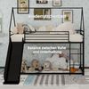 Etagenbett 90x190 cm mit Rutsche und Hausdesign – schwarzer Metallrahmen für Kinderzimmer Bild 4