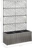 Rankkasten Pflanzgefäß ELOT aus Rattan Grau 3 Töpfe 83x30x130cm Hochbeet mit Rankgitter Pflanzkasten Balkon Terrasse Blumenkasten Pflanzkübel mit Rankhilfe Bild 2