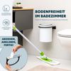 bremermann runder Kosmetikeimer SAVONA mit gummierter soft-touch Oberfläche inkl. Wandhalterung zum Kleben oder Bohren mit Schwingdeckel & EVA Pads gegen Kratzer, Abfalleimer für Gäste-WC und Badezimmer aus Kunststoff, 5,5 Liter Fassungsvermögen, weiß Bild 3