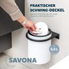 bremermann runder Kosmetikeimer SAVONA mit gummierter soft-touch Oberfläche inkl. Wandhalterung zum Kleben oder Bohren mit Schwingdeckel & EVA Pads gegen Kratzer, Abfalleimer für Gäste-WC und Badezimmer aus Kunststoff, 5,5 Liter Fassungsvermögen, weiß Bild 5