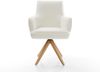 Drehstuhl Heira-Flex mit Armlehnen Bouclé Soft Beige Holzgestell kantig Natur 180° drehbar Taschenfederkern Bild 2