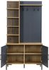 Kommode kompakt Natural mit Haken, verstellbarem Regal und seitlichen Ablagen, Holz und Schwarz, 100 x 40 x 190.5 cm Bild 2