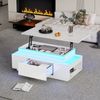 Merax Couchtisch höhenverstellbar Sofatisch Beistelltisch mit LED-Beleuchtung (1-St, Kaffeetisch 96x45x40cm), Lift-Top Wohnzimmertisch mit Schublade,Stauraum & Hochglanz-Oberfläche Bild 5