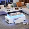 Merax Couchtisch höhenverstellbar Sofatisch Beistelltisch mit LED-Beleuchtung (1-St, Kaffeetisch 96x45x40cm), Lift-Top Wohnzimmertisch mit Schublade,Stauraum & Hochglanz-Oberfläche Bild 3
