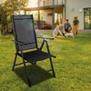 tillvex Gartenstuhl Schwarz klappbar aus Aluminium | Hochlehner mit Armlehnen | Klappstuhl verstellbar | Klappsessel Balkon Garten Terrasse Bild 5