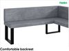 MEBLINI Eckbank für Esszimmer mit ausziehbarem Tisch - Küchenbank - Essecke - Sitzecke Küche - TONI - U-Beine 128x168x87cm Rechts - Grau Samt/M Schwarz Hochgl. Bild 5