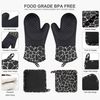 Topfhandschuhe Set Silikon/Baumwolle hitzebeständig 1 Paar+2 Topflappen Schwarz Bild 2