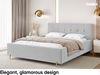 MEBLINI Polsterbett 180x200 ohne Lattenrost ohne Matratze – FABIO – Hellgrau Samt – Doppelbett ohne Bettkasten - Stauraumbett - Kopfteil Bett ohne Stauraum Bild 3