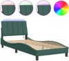 vidaXL Bettgestell mit LED ohne Matratze "Hanko" Dunkelgrün 90x200 cm Samt 3213760 Bild 2