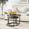 HOJINLINERO Runder Couchtisch 2er-Set Wohnzimmer Holz Metallrahmen Grau Bild 3