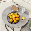 HOJINLINERO Runder Couchtisch 2er-Set Wohnzimmer Holz Metallrahmen Grau Bild 5