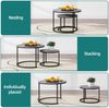 HOJINLINERO Runder Couchtisch 2er-Set Wohnzimmer Holz Metallrahmen Grau Bild 4