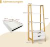 Leiterregal freistehend 134cm Bücherregal mit 4 offenen Regalen und 2 Schubladen vielseitiges Standregal Weiß Bild 3