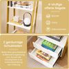 Leiterregal freistehend 134cm Bücherregal mit 4 offenen Regalen und 2 Schubladen vielseitiges Standregal Weiß Bild 2