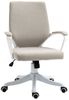 Vinsetto Bürostuhl Schreibtischstuhl Home-Office-Stuhl mit Wippenfunktion Rückenlehne höhenverstellbarer dick gepolstert ergonomisch 360°-Drehräder Polyester Nylon PP Beige+Weiß 62 x 69 x 92-100 cm Bild 4