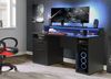 Gamingtisch >TEZAUR< LED-Wechselbeleuchtung, Schub,Tür, schwarz - 160x91x72cm (B/H/T) Bild 2