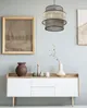 BPS Koncept DUM-017 Hängeleuchte DOBLO PVC-Kunststoff, mit Rattan und Dekor grau, beige 1xE27 60W H:117cm Ø40cm dimmbar Bild 1