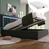 Polsterbett Leinen mit LED, USB-Anschluss & Stauraum, 160x200 cm, Grau, mit Matratze Bild 2