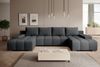 Ecksofa Vento, Couch U-Form, Sofa U-Form Teddy-Bouclé Stoff, Sofa mit Schlaffunktion, USB inkl, 348 x 81 x 185 cm, Dunkelgrau Bild 3