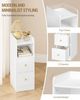 Nachttisch 2er Set, Schmal, Beistelltisch mit 2 Schubladen, Nachttische mit Offenem Fach, Verstellbare Schubladenposition für Schlafzimmer, Wohnzimmer, Weiß mit Holzmaserung Bild 4